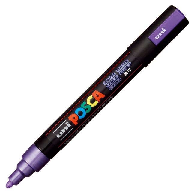 Uni Posca PC-5M Su Bazlı Poster Marker Kalem 1.8-2.5 mm Metallic Violet M12 - 6