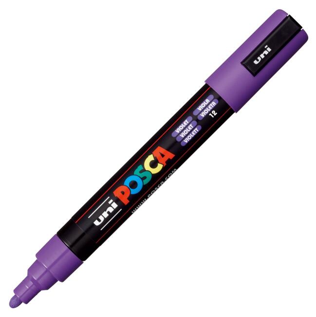 Uni Posca PC-5M Su Bazlı Poster Marker Kalem 1.8-2.5 mm Violet 12 - 2