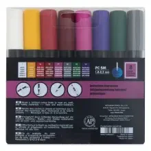 Uni Posca PC-5M Su Bazlı Poster Marker Kalem Seti 1.8-2.5 mm 8'li Koyu Renkler - Uni (1)