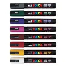 Uni Posca PC-5M Su Bazlı Poster Marker Kalem Seti 1.8-2.5 mm 8'li Koyu Renkler - 3