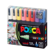 Uni Posca PC-5M Su Bazlı Poster Marker Set 1.8 - 2.5 mm 16'lı - Uni