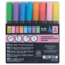 Uni Posca PC-3ML Su Bazlı Poster Marker Kalem 0.9-1.3 mm 8'li Simli Renkler - Uni (1)