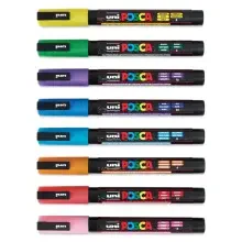 Uni Posca PC-3ML Su Bazlı Poster Marker Kalem 0.9-1.3 mm 8'li Simli Renkler - 3