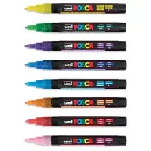 Uni Posca PC-3ML Su Bazlı Poster Marker Kalem 0.9-1.3 mm 8'li Simli Renkler - 4