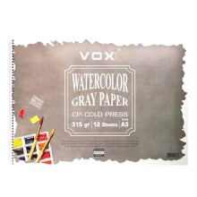 Vox Art Cold Press Gri Sulu Boya Blok 315 g A3 12 Yaprak - Vox