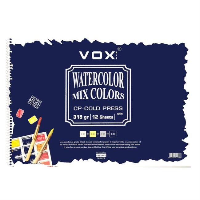 Vox Art Cold Press Sulu Boya Blok 4 Renk 315 g A3 12 Yaprak - 1