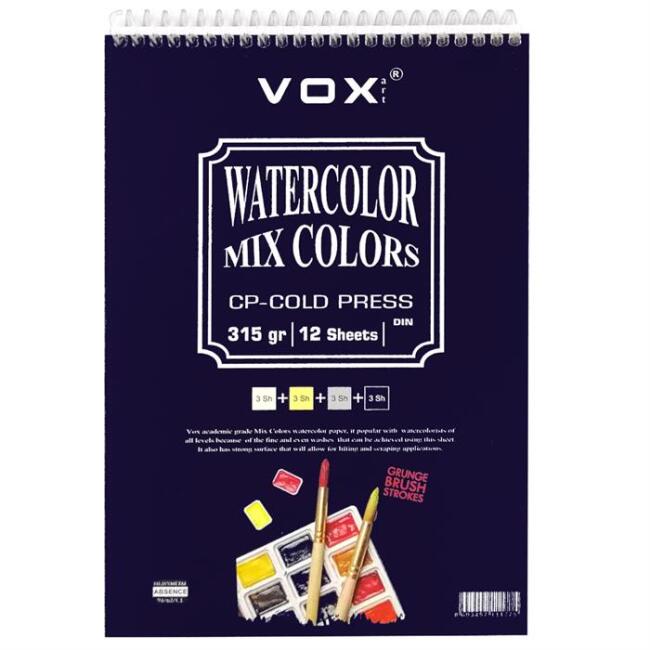 Vox Art Cold Press Sulu Boya Blok 4 Renk 315 g A4 12 Yaprak - 1