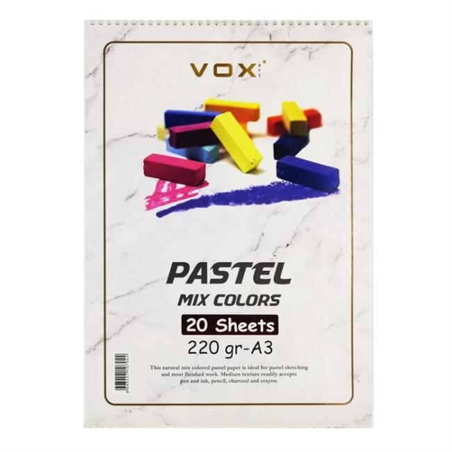 Vox Art Üstten Spiralli Pastel Defteri 4 Renk 220 g A3 20 Yaprak - 1