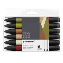 Winsor & Newton Promarker Set 6’lı Landspace Tones 1 - Winsor & Newton