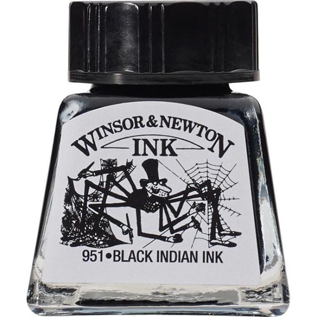 Winsor & Newton Çini Mürekkebi 14 ml Black İndian İnk 30 - 2