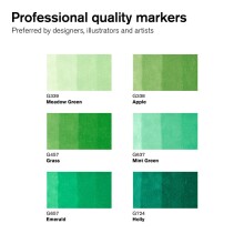 Winsor & Newton Promarker Set Green Tones Set (6 x Yeşil Tonlar) - 3