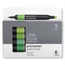 Winsor & Newton Promarker Set Green Tones Set (6 x Yeşil Tonlar) - Winsor & Newton