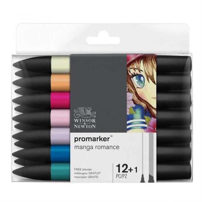 Winsor & Newton Promarker Set Manga Romance (12 x Renk + Karıştırıcı) - 1