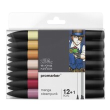 Winsor & Newton Promarker Set Manga Steampunk (12 x Renk + Karıştırıcı) - Winsor & Newton