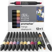 Winsor & Newton Promarker Set Manga Steampunk (12 x Renk + Karıştırıcı) - Winsor & Newton (1)