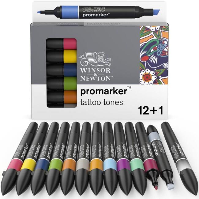 Winsor & Newton Promarker Set Tattoo Tones (12 x Renk + Karıştırıcı) - 2