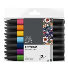 Winsor & Newton Promarker Set Tattoo Tones (12 x Renk + Karıştırıcı) - Winsor & Newton