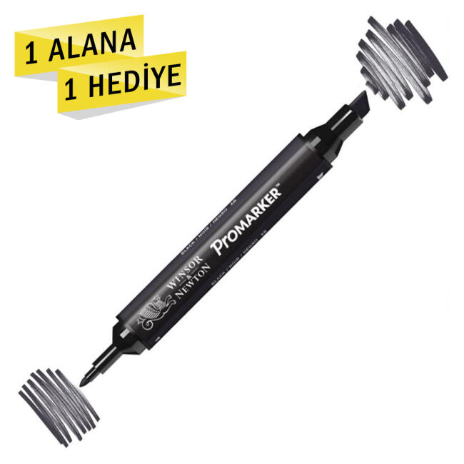 Winsor & Newton Promarker Çift Taraflı Grafik Marker Kalem Black XB30 - 1