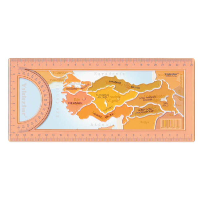 Yıldızlar Türkiye Haritası Şablon Cetvel 25 cm Kod:38 - 2