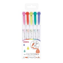 Zebra Mildliner Brush Pen Fırça Uçlu Çizim Kalem Seti 5’li Set - 1