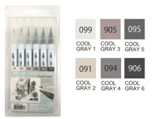 Zig Clean Color Real Brush Cool Gray Marker Seti 6’lı - Zig